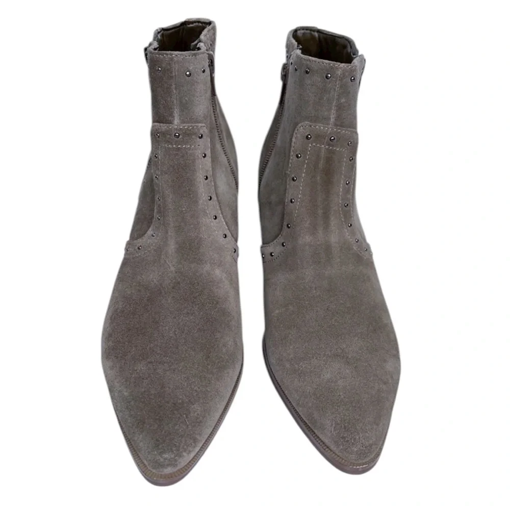 Marc Fisher Wanda Suede Studded Ankle Booties Gray Taupe Color  Size 8.5